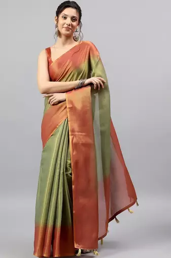 Multicolor tussar dyed saree with blouse