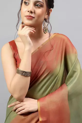 Multicolor tussar dyed saree with blouse