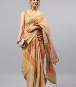 Multicolor tussar printed saree with blouse