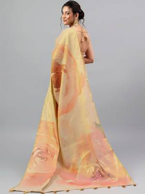 Multicolor tussar printed saree with blouse 3