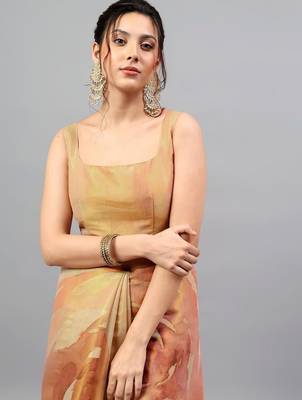 Multicolor tussar printed saree with blouse 4