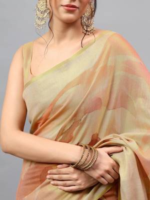 Multicolor tussar printed saree with blouse 5