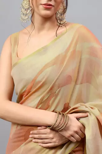 Multicolor tussar printed saree with blouse