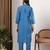 Women blue floral embroidered lucknowi chikankari mandarin collar cotton kurta & palazzo sets