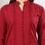 Women red floral embroidered lucknowi chikankari mandarin collar cotton kurta & palazzo sets