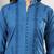Women blue floral embroidered lucknowi chikankari mandarin collar cotton kurta & palazzo sets