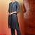 Women grey ethnic motifs embroidered chikankari ombre cotton kurta & palazzo set