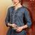 Women grey ethnic motifs embroidered chikankari ombre cotton kurta & palazzo set