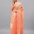 Peach linen printed saree with blouse