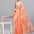 Peach linen printed saree with blouse