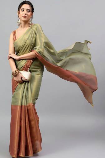 Multicolor tissue woven design saree with blouse