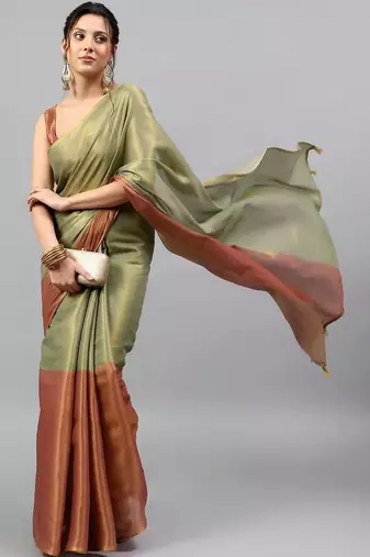 Multicolor tissue woven design saree with blouse