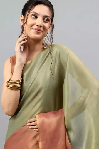 Multicolor tissue woven design saree with blouse