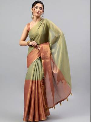 Multicolor tissue woven design saree with blouse 3