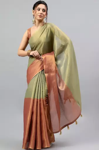 Multicolor tissue woven design saree with blouse