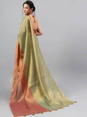 Multicolor tissue woven design saree with blouse 4