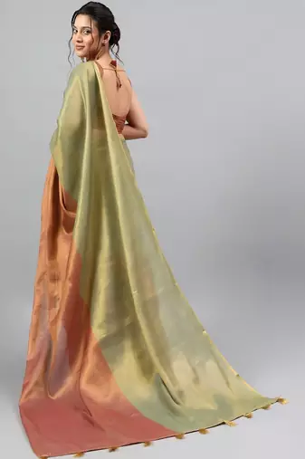 Multicolor tissue woven design saree with blouse