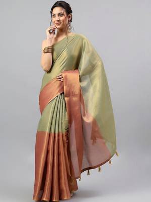 Multicolor tissue woven design saree with blouse 5