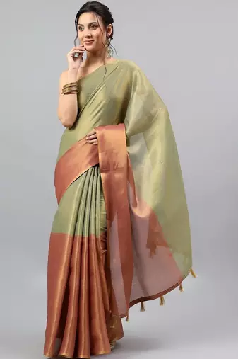Multicolor tissue woven design saree with blouse