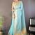 Turquoise silk blend woven design saree with blouse