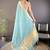 Turquoise silk blend woven design saree with blouse