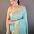 Turquoise silk blend woven design saree with blouse