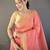Peach silk blend woven design saree with blouse