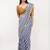 Blue linen printed saree with blouse
