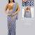 Blue linen printed saree with blouse