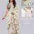 Off white linen printed saree with blouse
