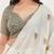 Off white linen printed saree with blouse