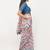 White linen printed saree with blouse