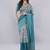 Blue linen printed saree with blouse