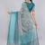 Blue linen printed saree with blouse