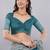 Blue linen printed saree with blouse
