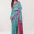 Turquoise linen woven design saree with blouse