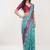 Turquoise linen woven design saree with blouse