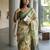 Green linen woven design saree with blouse