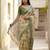 Green linen woven design saree with blouse