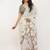 Off white linen printed saree with blouse