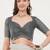 Off white linen printed saree with blouse