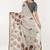 Off white linen printed saree with blouse