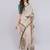 Peach linen printed saree with blouse