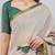 Peach linen printed saree with blouse