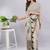 Peach linen printed saree with blouse