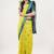 Yellow linen woven design saree with blouse