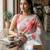 White organza printed saree with blouse