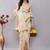Cream linen printed saree with blouse
