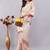 Cream linen printed saree with blouse