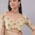 Cream linen printed saree with blouse